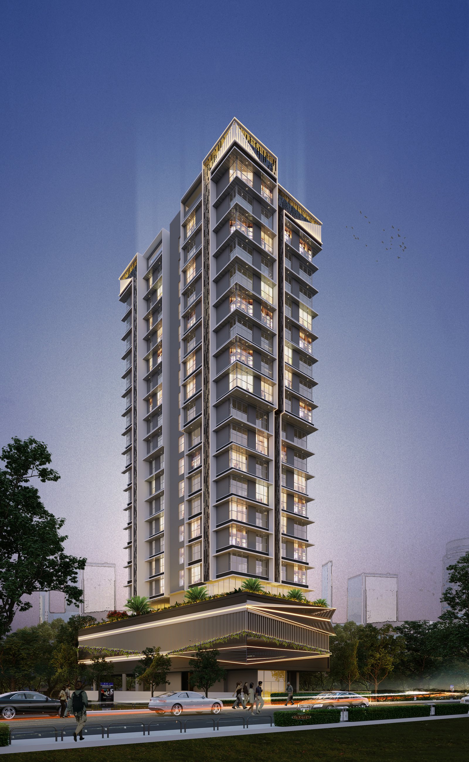 Evening view of Abhimanyu building
